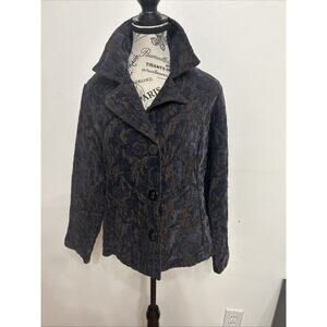 Habitat Jacquard Tapestry Black Art to Wear Jacket Modern Chic Sz M